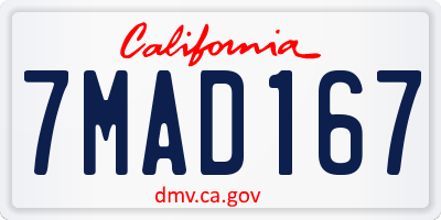 CA license plate 7MAD167