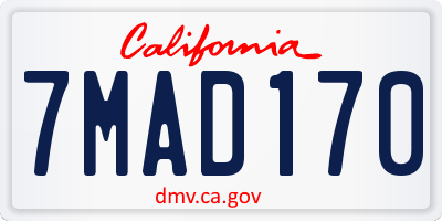 CA license plate 7MAD170