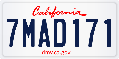 CA license plate 7MAD171