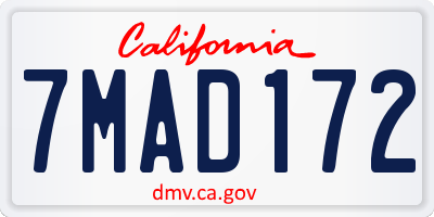 CA license plate 7MAD172