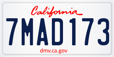 CA license plate 7MAD173