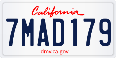 CA license plate 7MAD179