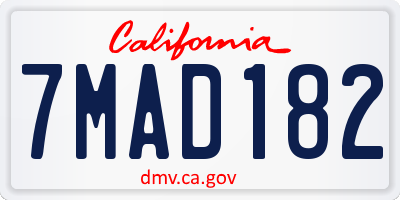 CA license plate 7MAD182