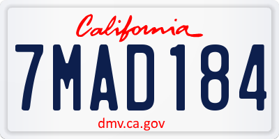 CA license plate 7MAD184