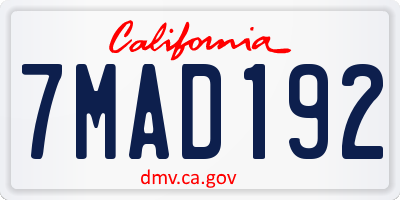 CA license plate 7MAD192