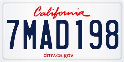 CA license plate 7MAD198