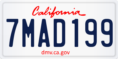 CA license plate 7MAD199