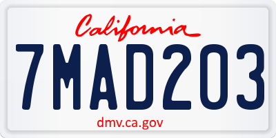 CA license plate 7MAD203