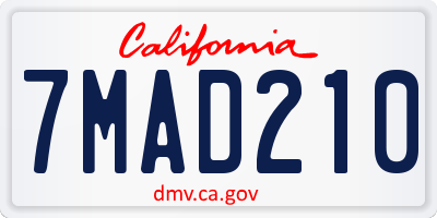 CA license plate 7MAD210