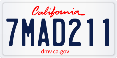 CA license plate 7MAD211