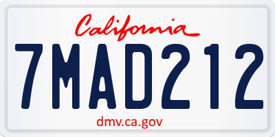 CA license plate 7MAD212