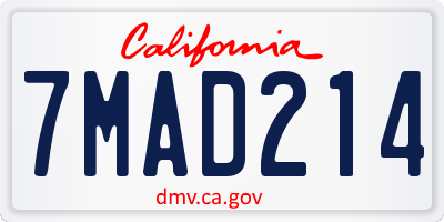 CA license plate 7MAD214