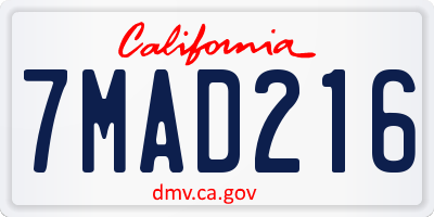CA license plate 7MAD216