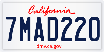 CA license plate 7MAD220