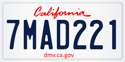 CA license plate 7MAD221