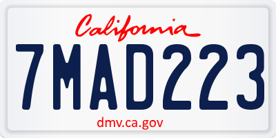 CA license plate 7MAD223