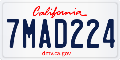 CA license plate 7MAD224