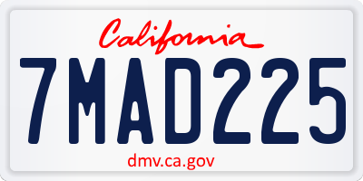 CA license plate 7MAD225