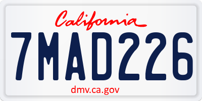 CA license plate 7MAD226