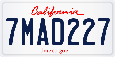 CA license plate 7MAD227