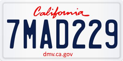 CA license plate 7MAD229