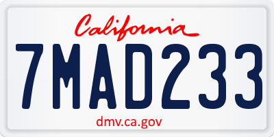 CA license plate 7MAD233