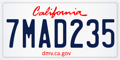 CA license plate 7MAD235
