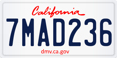 CA license plate 7MAD236
