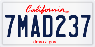 CA license plate 7MAD237