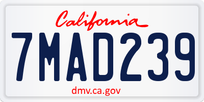 CA license plate 7MAD239