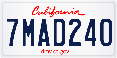 CA license plate 7MAD240
