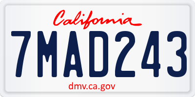 CA license plate 7MAD243