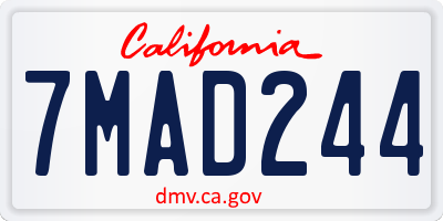 CA license plate 7MAD244