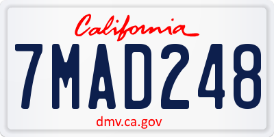 CA license plate 7MAD248
