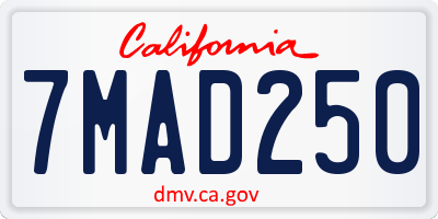 CA license plate 7MAD250