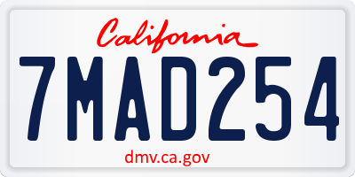 CA license plate 7MAD254