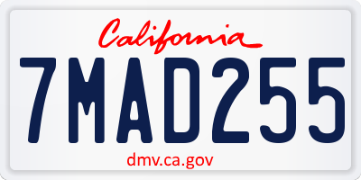 CA license plate 7MAD255