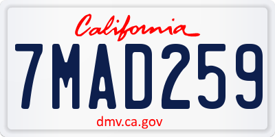 CA license plate 7MAD259