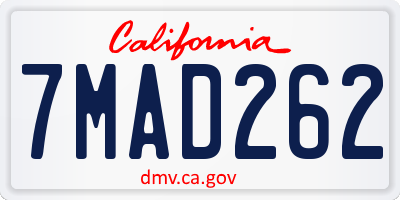 CA license plate 7MAD262