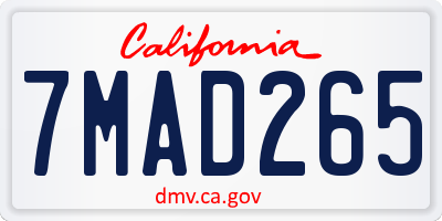 CA license plate 7MAD265