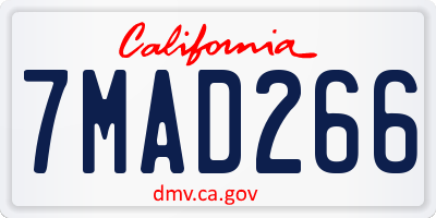 CA license plate 7MAD266