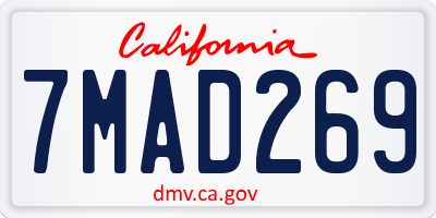 CA license plate 7MAD269
