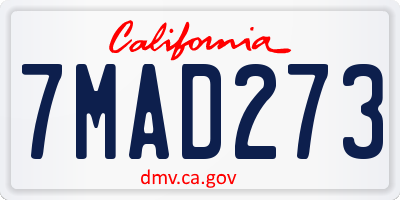 CA license plate 7MAD273