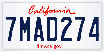 CA license plate 7MAD274