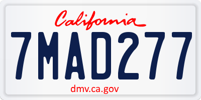 CA license plate 7MAD277