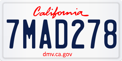 CA license plate 7MAD278