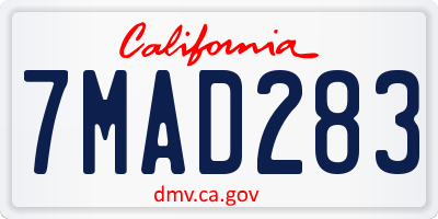 CA license plate 7MAD283