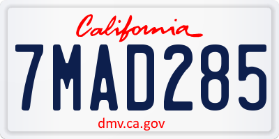 CA license plate 7MAD285