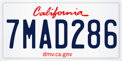 CA license plate 7MAD286