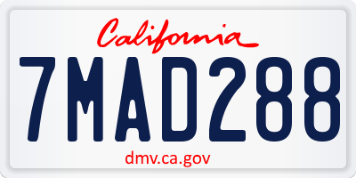 CA license plate 7MAD288